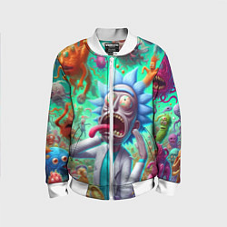 Бомбер детский Crazy Rick Sanchez among the monsters ai art fanta, цвет: 3D-белый