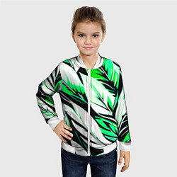 Бомбер детский Крупные листья абстракция, цвет: 3D-белый — фото 2