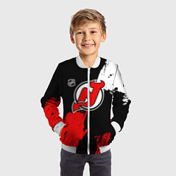 Бомбер детский Нью Джерси Девилз - брызги краски, цвет: 3D-белый — фото 2
