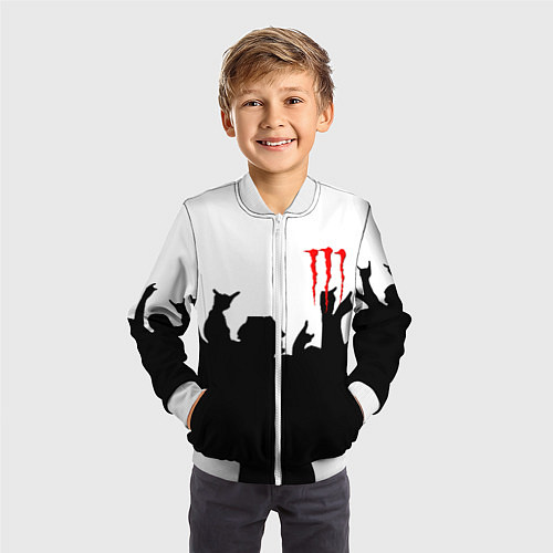 Детский бомбер Monster energy rock black / 3D-Белый – фото 3
