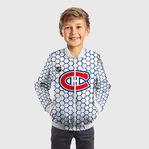 Детский бомбер Монреаль Канадиенс - белые соты / 3D-Белый – фото 3