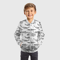 Бомбер детский Корюшка и рыбалка в Питере паттерн, цвет: 3D-белый — фото 2
