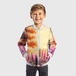 Бомбер детский Поле цветочное, цвет: 3D-белый — фото 2