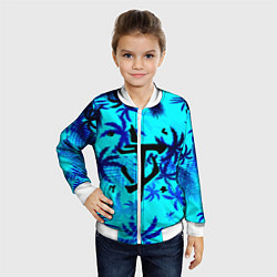 Бомбер детский Doom неоновые тропики, цвет: 3D-белый — фото 2