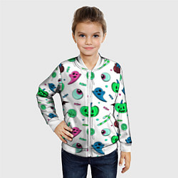 Бомбер детский Halloween light green pumpkin - паттерн, цвет: 3D-белый — фото 2