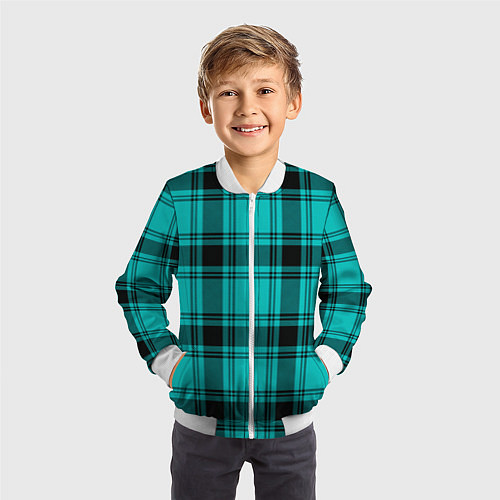 Детский бомбер Checkered blue / 3D-Белый – фото 3