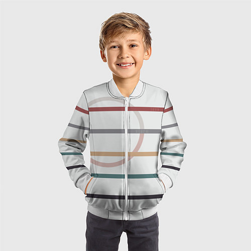 Детский бомбер Stripes and circle / 3D-Белый – фото 3