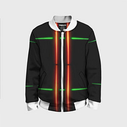 Детский бомбер Neon green black red line