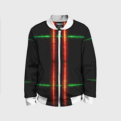 Бомбер детский Color black green red lines, цвет: 3D-белый