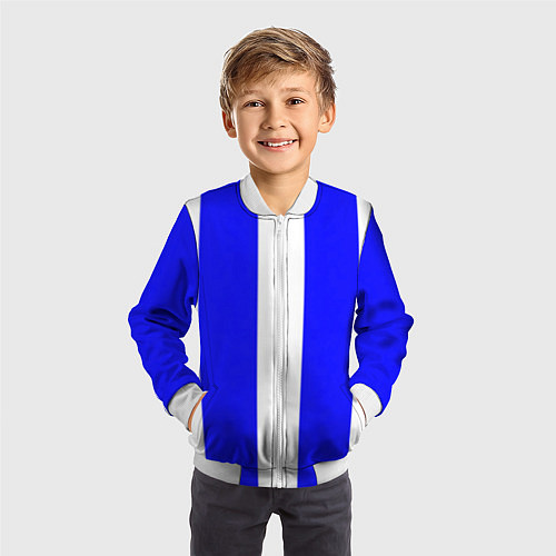 Детский бомбер Color white blue line / 3D-Белый – фото 3