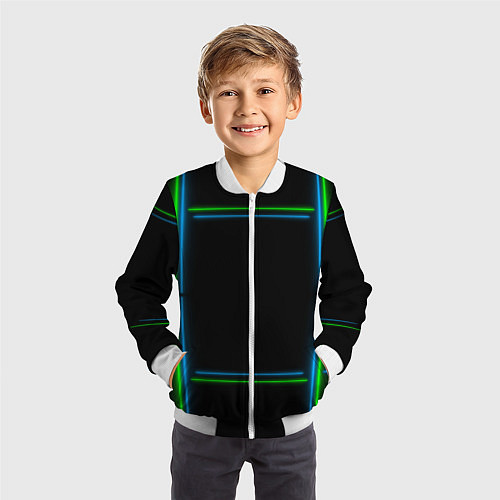 Детский бомбер Neon green light blue / 3D-Белый – фото 3