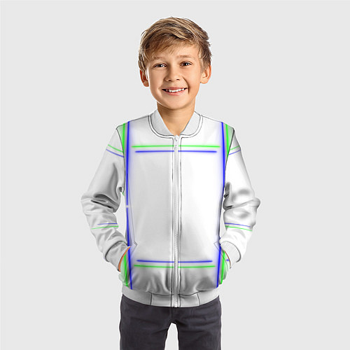 Детский бомбер Neon white green light blue / 3D-Белый – фото 3