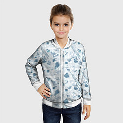 Бомбер детский Мемфис синий с серым клетчатый геометрический узор, цвет: 3D-белый — фото 2