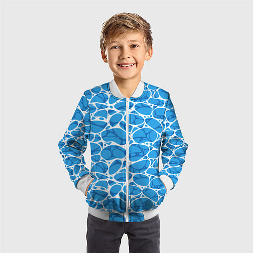 Детский бомбер Волновая рябь на поверхности воды паттерн / 3D-Белый – фото 3