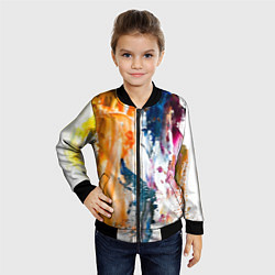 Бомбер детский Разноцветные мазки кисти на палитре художника, цвет: 3D-черный — фото 2