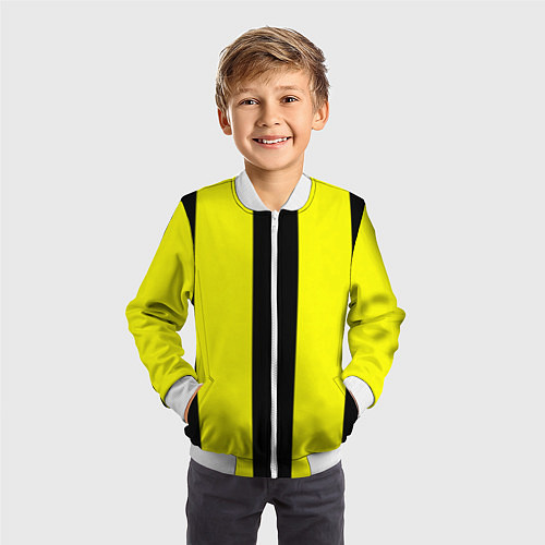 Детский бомбер Color yellow black line / 3D-Белый – фото 3