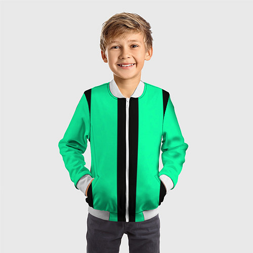 Детский бомбер Color turquoise black line / 3D-Белый – фото 3