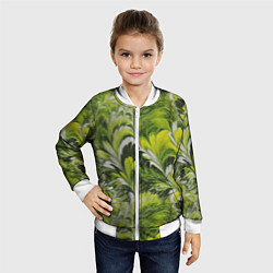 Бомбер детский Мраморный абстрактный паттерн - зеленые и желтые о, цвет: 3D-белый — фото 2