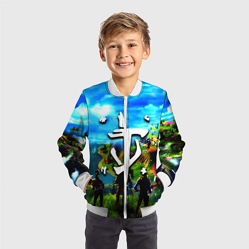 Детский бомбер Fortnite x doom logo / 3D-Белый – фото 3