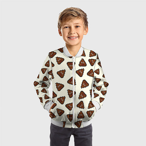 Детский бомбер Нашивки какашки / 3D-Белый – фото 3