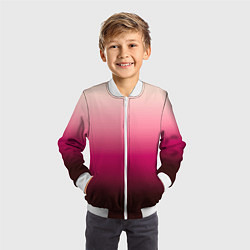 Бомбер детский Градиент transcendent pink омбре, цвет: 3D-белый — фото 2