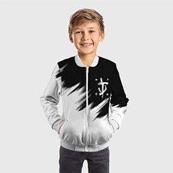 Бомбер детский Doom краски черно белый, цвет: 3D-белый — фото 2
