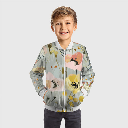 Детский бомбер Цветы и цветочки / 3D-Белый – фото 3