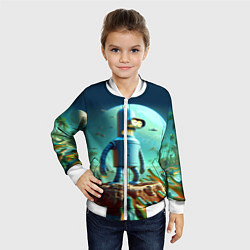 Бомбер детский Роботу-сгибальщику Бендеру по-барабану стая крокод, цвет: 3D-белый — фото 2