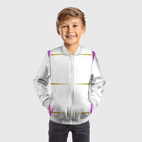 Детский бомбер Color white pink yellow stripes / 3D-Белый – фото 3
