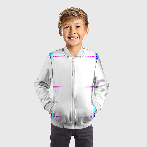 Детский бомбер Color white blue pink stripes / 3D-Белый – фото 3