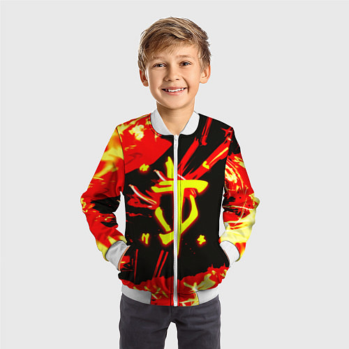 Детский бомбер Doom огненный / 3D-Белый – фото 3