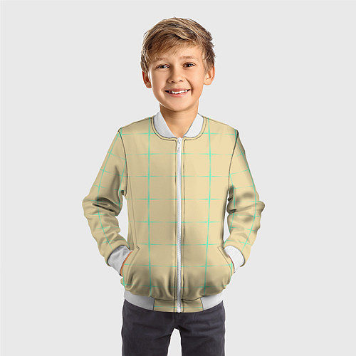 Детский бомбер Color beige green crosses / 3D-Белый – фото 3