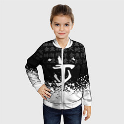 Бомбер детский Doom японские символы краски, цвет: 3D-белый — фото 2