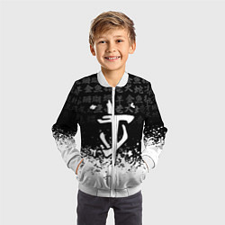 Бомбер детский Doom японские символы краски, цвет: 3D-белый — фото 2