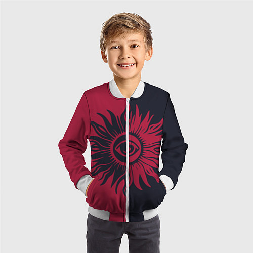 Детский бомбер Солнце красно-синее / 3D-Белый – фото 3