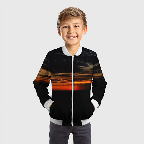 Детский бомбер Закат на плато / 3D-Белый – фото 3
