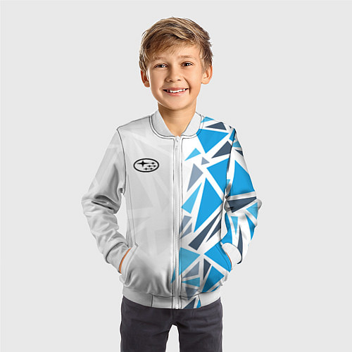 Детский бомбер Субару - фрагменты / 3D-Белый – фото 3