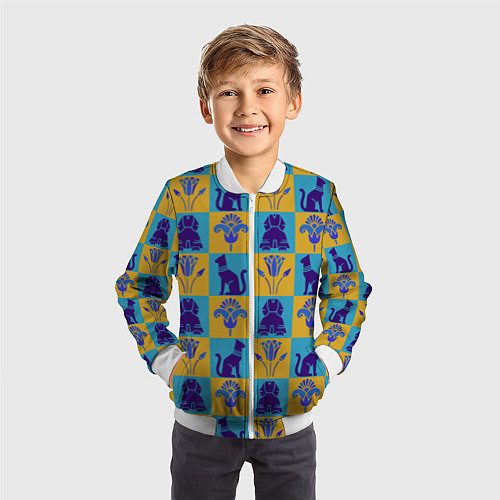 Детский бомбер Символы Египта / 3D-Белый – фото 3