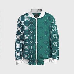 Бомбер детский Изумрудные узоры, цвет: 3D-белый
