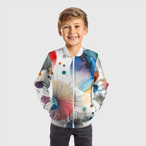 Детский бомбер Красочная экспрессивная абстракция / 3D-Белый – фото 3