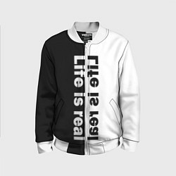 Бомбер детский Живи в реале, цвет: 3D-белый