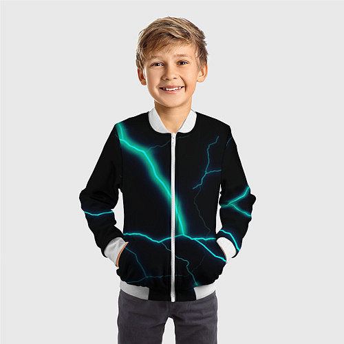 Детский бомбер Dark blue / 3D-Белый – фото 3
