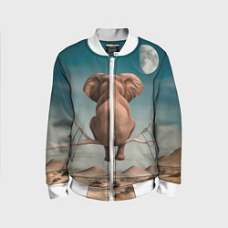 Бомбер детский Задумчивый слон: пустыня, цвет: 3D-белый