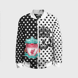 Бомбер детский Liverpool черно белые точки, цвет: 3D-белый