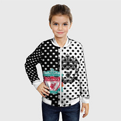 Бомбер детский Liverpool черно белые точки, цвет: 3D-белый — фото 2