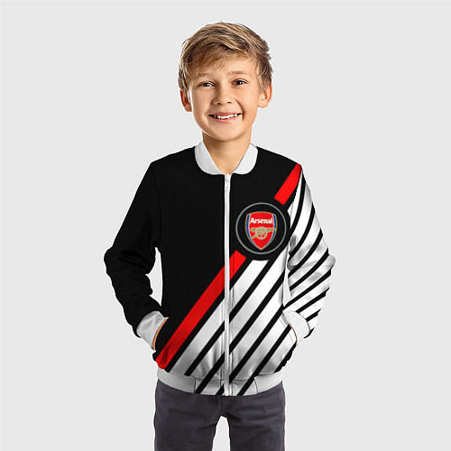 Детский бомбер Арсенал геометрия полосы / 3D-Белый – фото 3