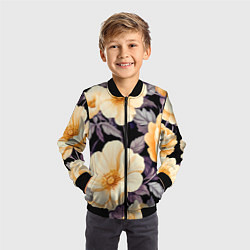 Бомбер детский Крупные жёлтые цветы, цвет: 3D-черный — фото 2