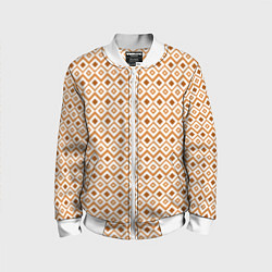 Бомбер детский Паттерн с ромбиками коричневый, цвет: 3D-белый