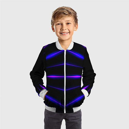 Детский бомбер Color black neon stripes / 3D-Белый – фото 3