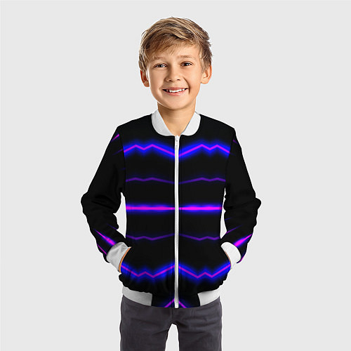 Детский бомбер Color multicoloured neon stripes / 3D-Белый – фото 3